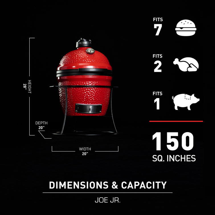 Kamado Joe Joe Jr 13.5-inch Portable Charcoal Grill in Red